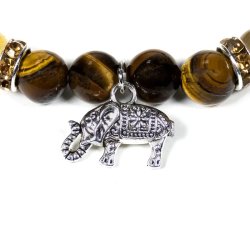 Mala Armbnd med tigerje, rutileret kvarts og elefant vedhng - 1 sk.