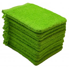Frott vaskehandsker 100 % bomuld - Limegrn 10 stk.