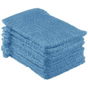 Frott vaskehandsker 100 % bomuld - Lysebl - 10 stk.