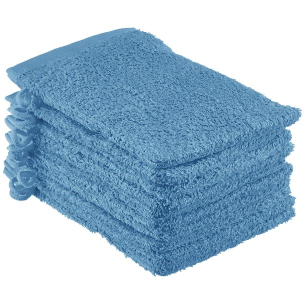 Frott vaskehandsker 100 % bomuld - Lysebl - 10 stk.