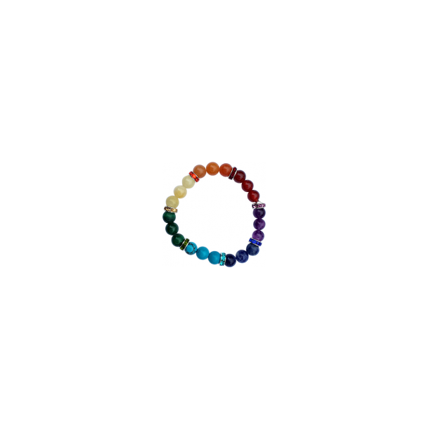 Chakra armbnd med mineraler i de 7 chakra-farver