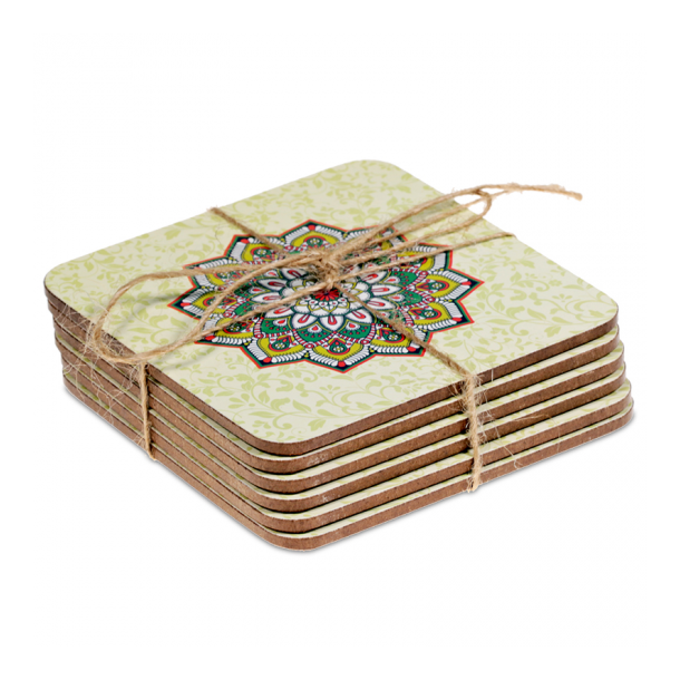 Beskyttelsesbrikker med mandalaprint - Grn - 6 stk.