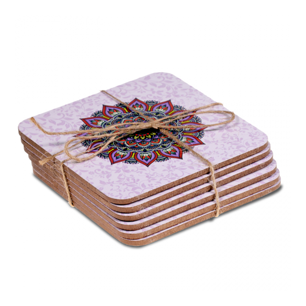 Beskyttelsesbrikker med mandalaprint - Purple - 6 stk.