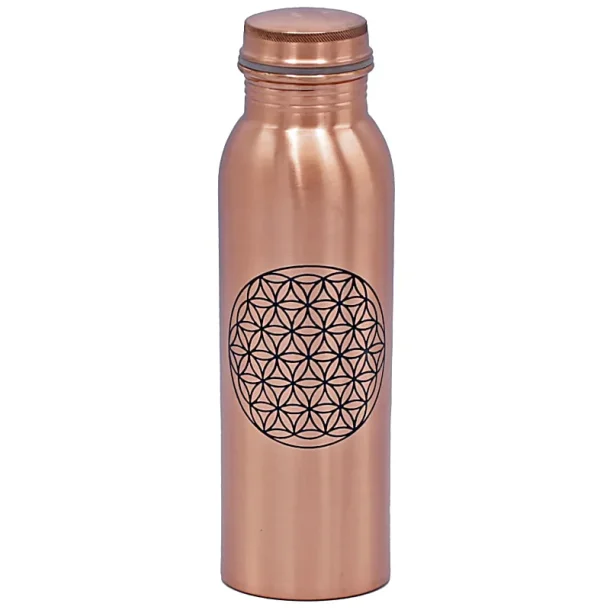 Kobber Drikkeflaske, Flower of life (Tryk) - 750 ml. 