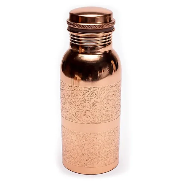 Kobber Drikkeflaske, Blomsterm�nster - 500 ml. 