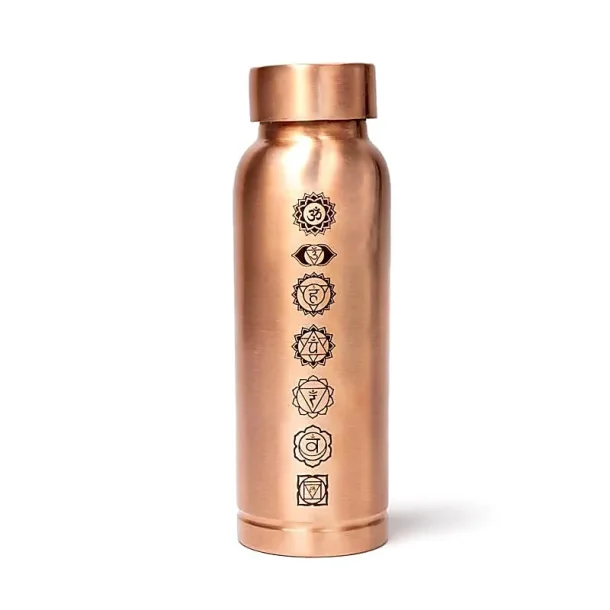 Kobber Drikkeflaske, 7 chakra - 500 ml. 