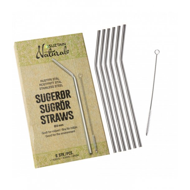 Suztain Naturals Sugerr af stl - 6 stk. -  8 mm.