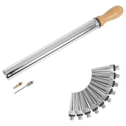 Sport-tec Boldpumpe i krom -  28 mm x 38 cm inkl. 10 kegleventiler