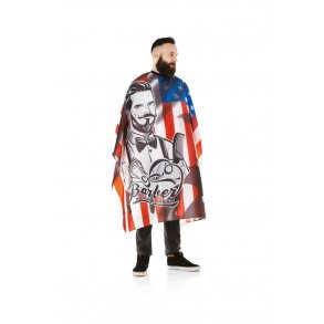 The Barber Barberkappe / Frisrkappe Stars & Stripes - 140x160 cm.