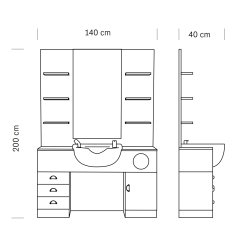 Barber Station Tonsor - Barberbord med spejl