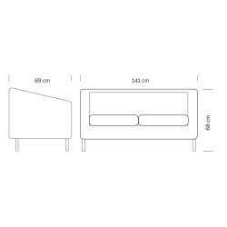 Lucky Black Sofa til ventevrelse - 141 x 69 x 68 cm.