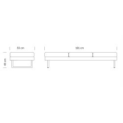 People Daybed/aflang puf til ventevrelse - 161 x 55 x 45 cm. - Sort