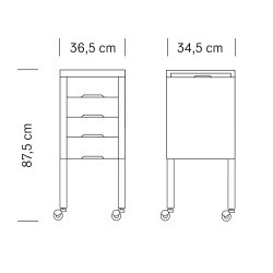 Slide frisrvogn med 4 skuffer - Hvid