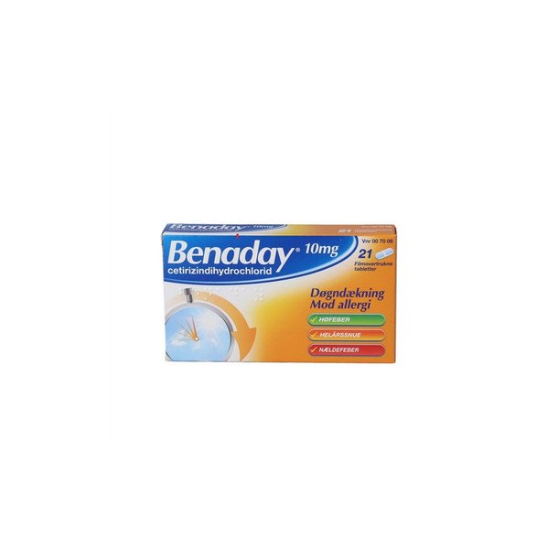 Benaday 10 mg Døgndækning mod allergi - Tabletter - 21 stk.