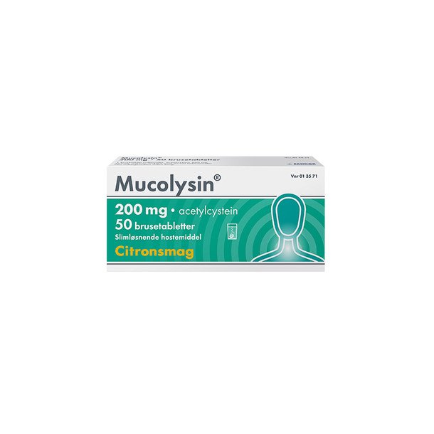 Mucolysin Citron Slimlsende Hostemiddel 200 mg - 50 brusetab 
