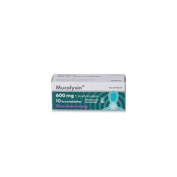 Mucolysin Skovbr Slimlsende Hostemiddel 600 mg. - 10 brustab