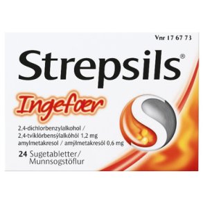 Strepsils Ingefær 0,6+1,2 mg - 24stk