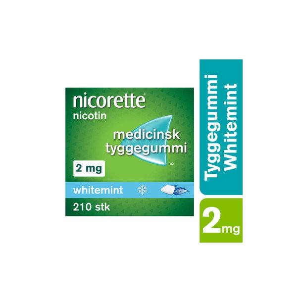 Nicorette Tyggegummi Whitemint 2 mg. - 210 stk.