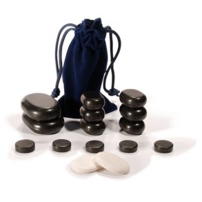 Hot stone st til ansigtsmassage m. 16 sten.