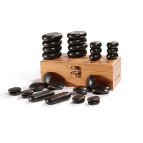 Delux Hot stone st til krop- og fodmassage m. 30 basaltsten