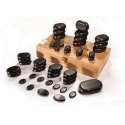 Hot Stone massagest til krop, fdder og ansigt m. 45 sten