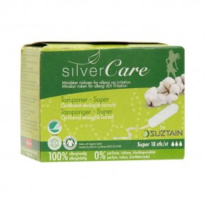 SilverCare Tamponer Super uden indf�ringshylster �kologisk - 18 stk.