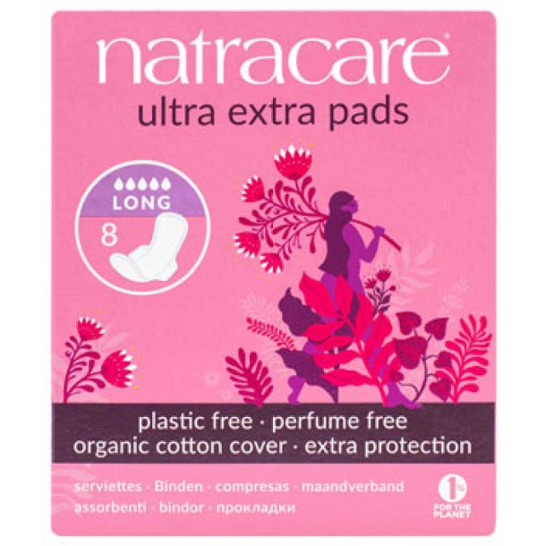 Natracare Ultra extra bind long - 8 stk.
