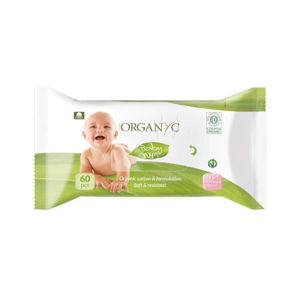 Organyc Vdservietter til baby m. morgenfrue og kamille 60 stk.