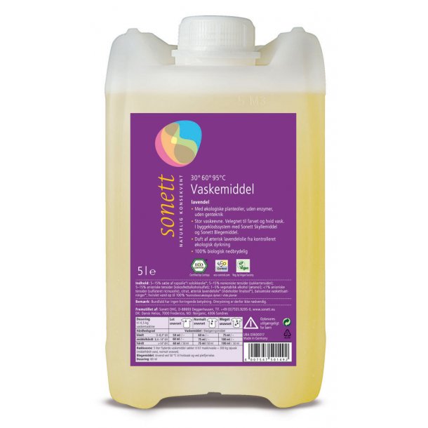 Sonett Flydende Vaskemiddel med Lavendel, kologisk - 5 L.