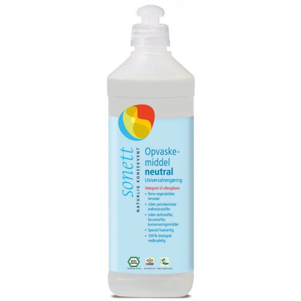 Sonett Neutral Opvaskemiddel/Universalrengring, kologisk - 0,5 L.