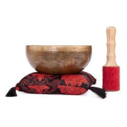 Bodhi Tibetansk hndlavet Klangskl med Skrifttegn og Tara-Ornament -  19 cm.