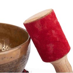 Bodhi Tibetansk hndlavet Klangskl med Skrifttegn og Tara-Ornament -  19 cm.