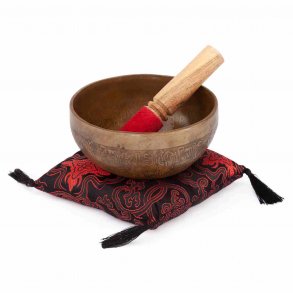 Bodhi Tibetansk hndlavet Klangskl med Skriftstegn indgraveret -  14 cm.
