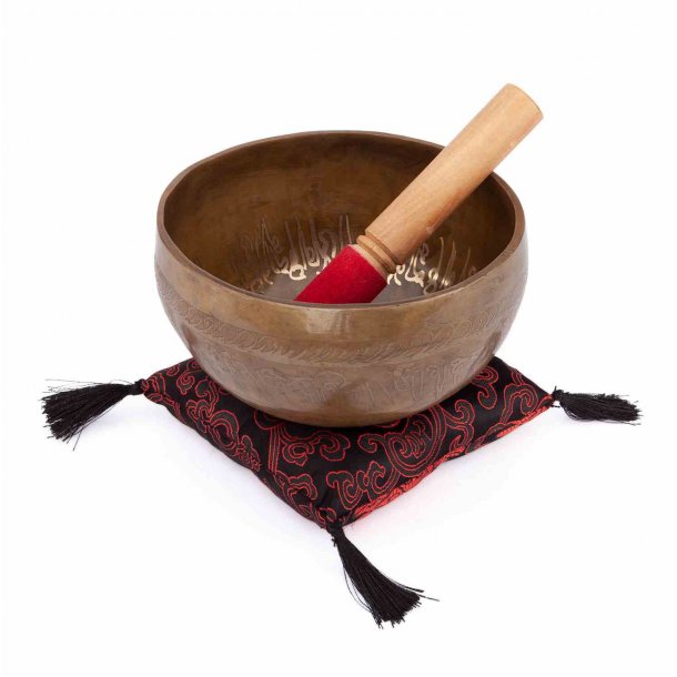 Bodhi Tibetansk hndlavet Klangskl med Livets Tr indgravering -  16 cm.