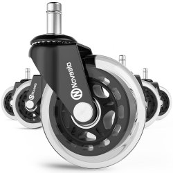 Hjul til arbejdsstole/kontorstole - Egner sig til fliser og parket - 10x22 mm. - 5 stk.