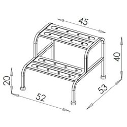 Skammel i rustfri stl - 1 trin
