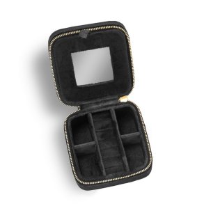 Gillian Jones Smykkeskrin m. 4 sm rum - Sort velour