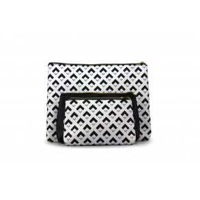 Studio Toilettaske st med 3 dele i flot grafisk mnster - Sort/hvid