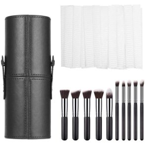 Penseletui i sort PU lder med 10 pensler
