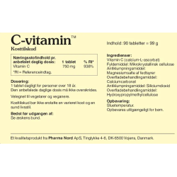C-vitamin 750 mg Syreneutral - 90 stk.