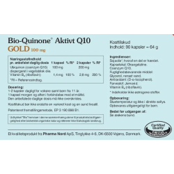 Bio-Quinone Aktivt Q10 Gold 100 mg - Reducerer trthed og energilshed - 90 stk.