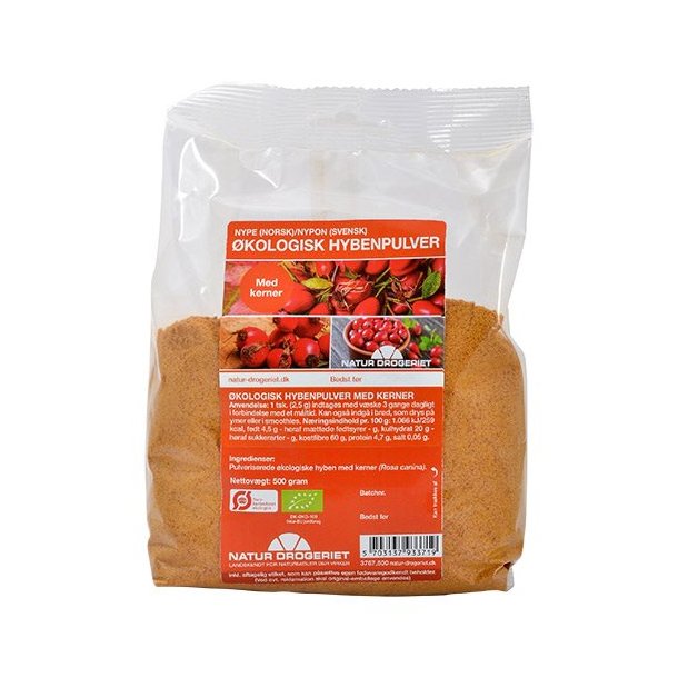 Natur-Drogeriet Hybenpulver fint m. kerner, kologisk - 500 g.