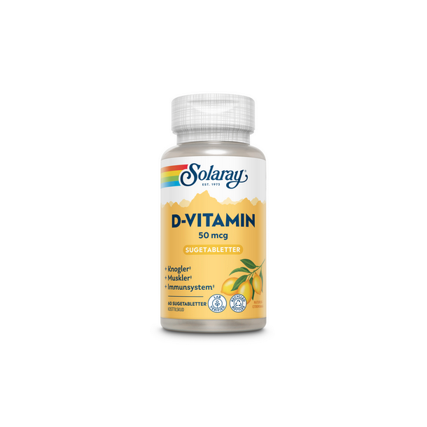 Solaray D-Vitamin 50 mcg - 60 Sugetabletter