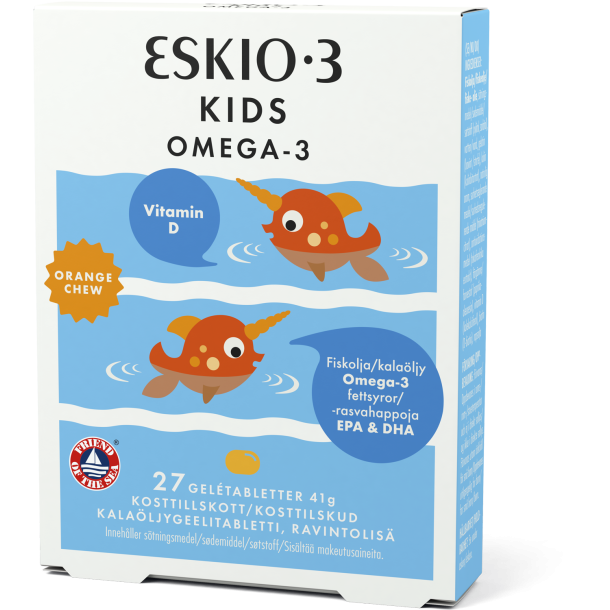 Eskio-3 Kids Chew Gele tyggetablet m. appelsinsmag - 27 stk.
