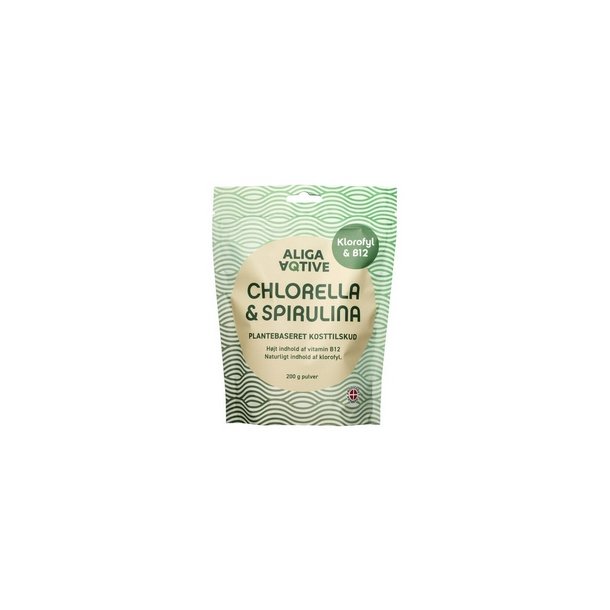 Aliga Aqtive Chlorella &amp; Spirulina pulver - 200 gr.