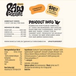 Raw Culture Kombucha Morning Shot, kologisk - 500 ml.