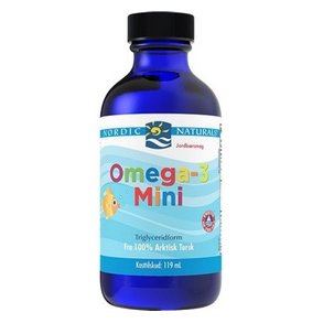Nordic Naturals Flydende Omega-3 Mini med jordbrsmag - 119 ml.