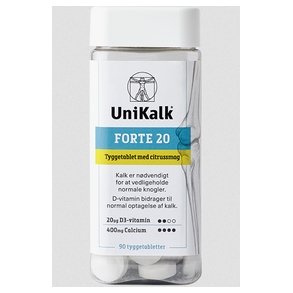 UniKalk Forte 20 m. citrussmag - 90 tyggetabletter
