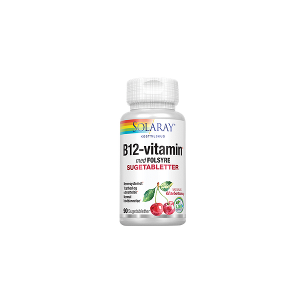 Solaray B12 Vitamin med Folsyre - 90 sugetabletter