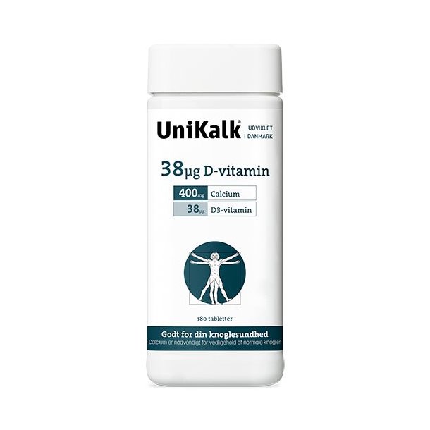 UniKalk D-Vitamin 38 g - 180 tabletter